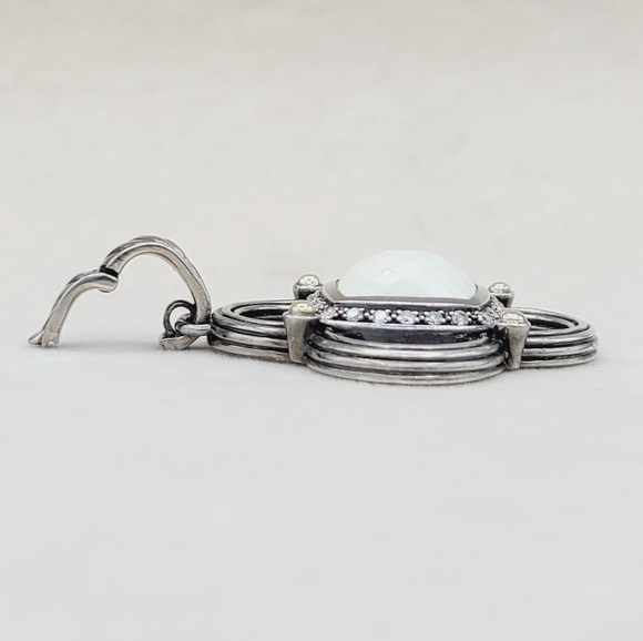 David Yurman Renaissance White Agate Diamond Pendant Enhancer With Gold - Picture 4 of 16